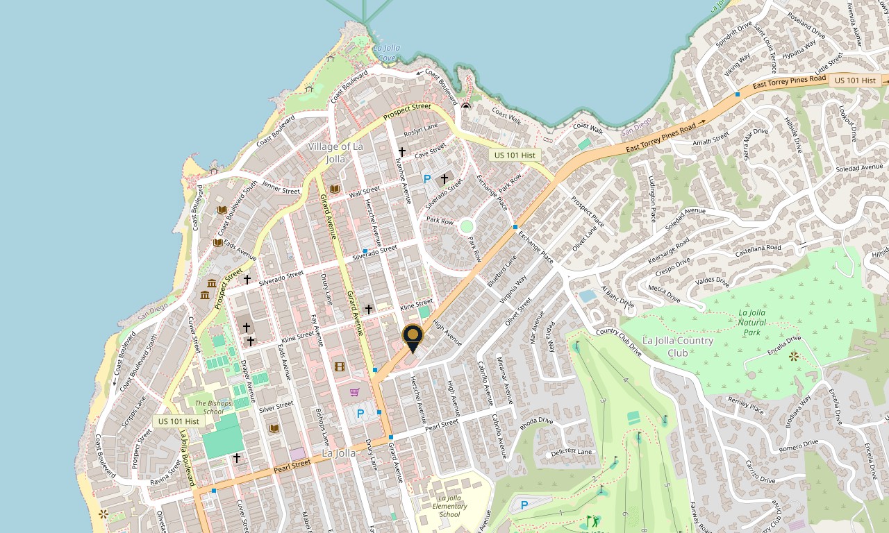Map of Premier Legal Center office in La Jolla, California.